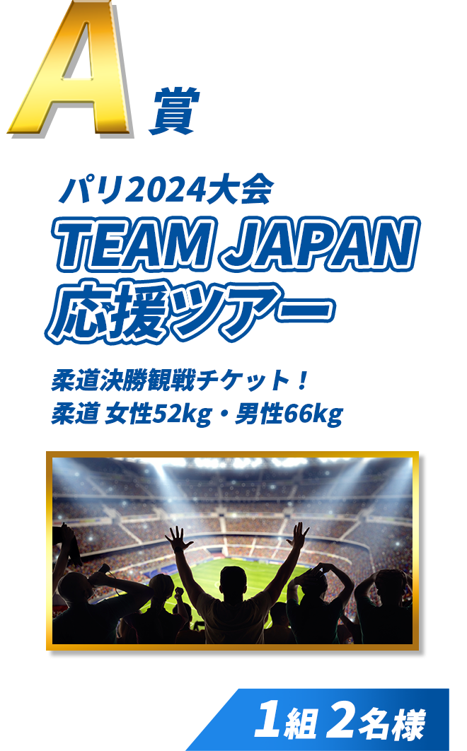 A賞 パリ2024大会 TEAM JAPAN応援ツアー 柔道決勝観戦チケット！ 柔道 女性52kg・男性66kg 1組2名様